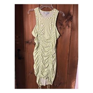 green and white checkered dress